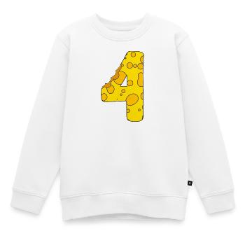 Zahl 4 Ziffer Käse - Kinder Premium Organic Sweatshirt - Weiß - Vorne - AI Model Kid Male (0cm)