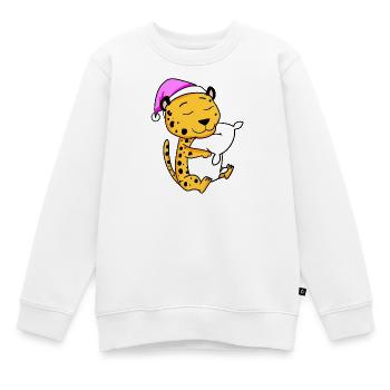 Guépard avec oreiller et bonnet de couchage - Sweat Premium enfant bio - blanc - Devant - AI Model Kid Male (0cm)