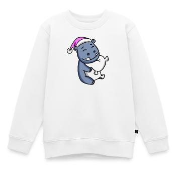 Hippopotame avec oreiller et bonnet de couchage - Sweat Premium enfant bio - blanc - Devant - AI Model Kid Male (0cm)