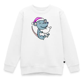 Maus mit Kissen und Schlafmütze - Kinder Premium Organic Sweatshirt - Weiß - Vorne - AI Model Kid Male (0cm)