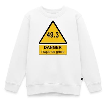 49.3 danger - Sweat Premium enfant bio - blanc - Devant - AI Model Kid Male (0cm)