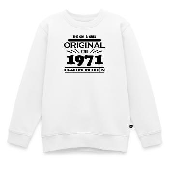 1971 - Baujahr 1971 - Jahrgang 1971 - Kinder Premium Organic Sweatshirt - Weiß - Vorne - AI Model Kid Male (0cm)