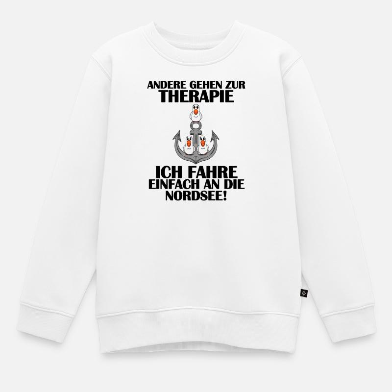 Nordsee Plattdeutsch Spruch Moin Möwe Anker - Kinder Premium Organic Sweatshirt - Weiß
