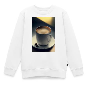 Kaffee, Kaffeebohnen - Kinder Premium Organic Sweatshirt - Weiß - Vorne - AI Model Kid Male (0cm)