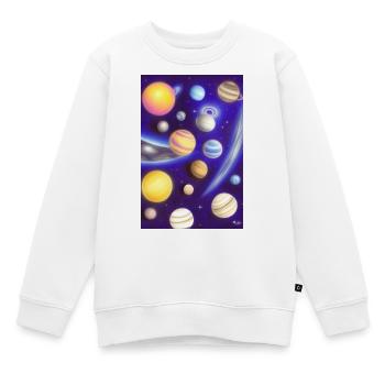 Weltall und Planeten - Kinder Premium Organic Sweatshirt - Weiß - Vorne - AI Model Kid Male (0cm)