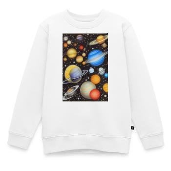 Weltall und Planeten - Kinder Premium Organic Sweatshirt - Weiß - Vorne - AI Model Kid Male (0cm)