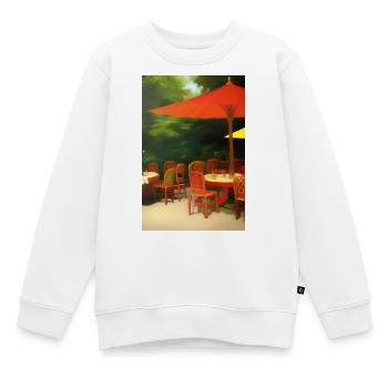 Café asiatique en plein air - Sweat Premium enfant bio - blanc - Devant - AI Model Kid Male (0cm)