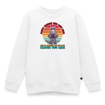 Beobachte nicht den Sonnenaufgang - schwarze Humorkatze - Meme - Kinder Premium Organic Sweatshirt - Weiß - Vorne - AI Model Kid Male (0cm)