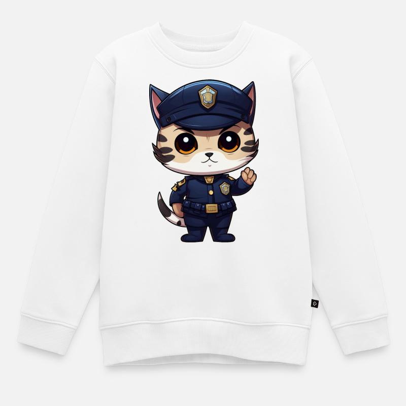 Katzen Polizist - Kinder Premium Organic Sweatshirt - Weiß