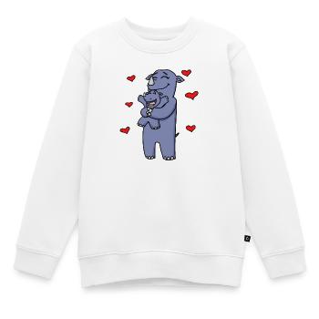 Nashorn Familie - Nashorn mit Baby - Nashörner - Kinder Premium Organic Sweatshirt - Weiß - Vorne - AI Model Kid Male (0cm)