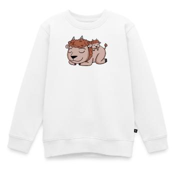 Bison Familie - Bison mit Baby - Kinder Premium Organic Sweatshirt - Weiß - Vorne - AI Model Kid Male (0cm)
