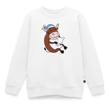 Ochse mit Kissen und Schlafmütze - Kinder Premium Organic Sweatshirt - Weiß - Vorne - AI Model Kid Male (0cm)