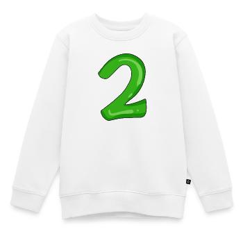 Two - 2 - Number Number - Kids Premium Organic Sweatshirt - white - Front - AI Model Kid Male (0cm)