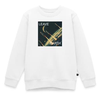 Retro Style Plakat Raumfahrt „Leave Earth“ - Kinder Premium Organic Sweatshirt - Weiß - Vorne - AI Model Kid Male (0cm)