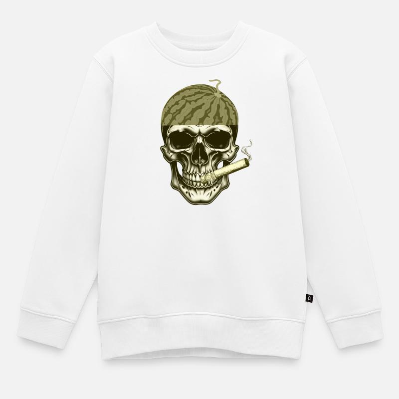 tête de Pastèque crâne stylé - Sweat Premium enfant bio - blanc