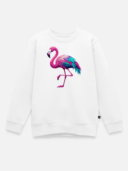 Flamingo - Kinder Premium Organic Sweatshirt - Weiß