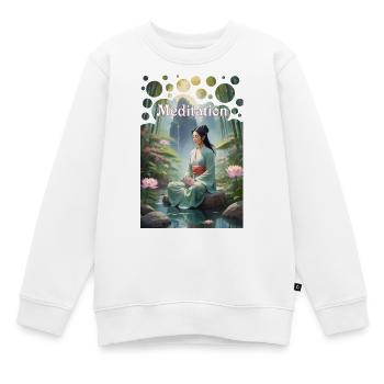 Méditation Beauté Asiatique Lotus Bambou Forêt - Sweat Premium enfant bio - blanc - Devant - AI Model Kid Male (0cm)