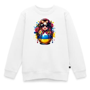 Ukraine Matroschka mit Sonnenbrille für Ukrainer - Kinder Premium Organic Sweatshirt - Weiß - Vorne - AI Model Kid Male (0cm)