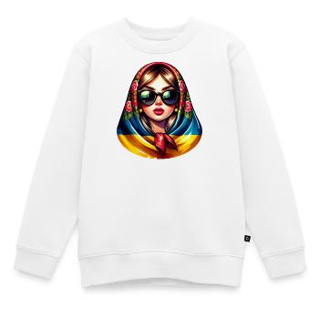 Ukraine Matroschka mit Sonnenbrille für Ukrainer - Kinder Premium Organic Sweatshirt - Weiß - Vorne - AI Model Kid Male (0cm)