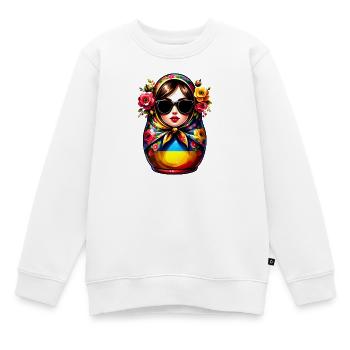 Ukraine Matroschka mit Sonnenbrille für Ukrainer - Kinder Premium Organic Sweatshirt - Weiß - Vorne - AI Model Kid Male (0cm)