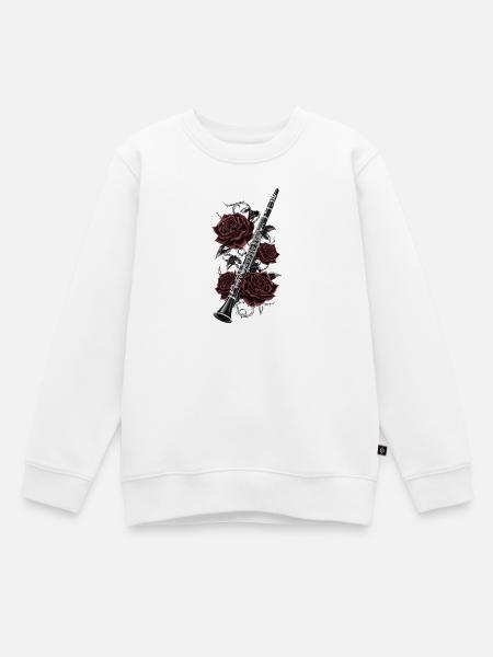 Klarinette mit Rosen Kunstwerk - Kinder Premium Organic Sweatshirt - Weiß