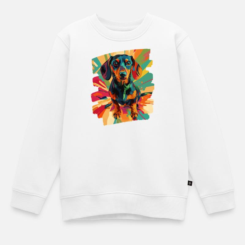 Teckel - Sweat Premium enfant bio - blanc