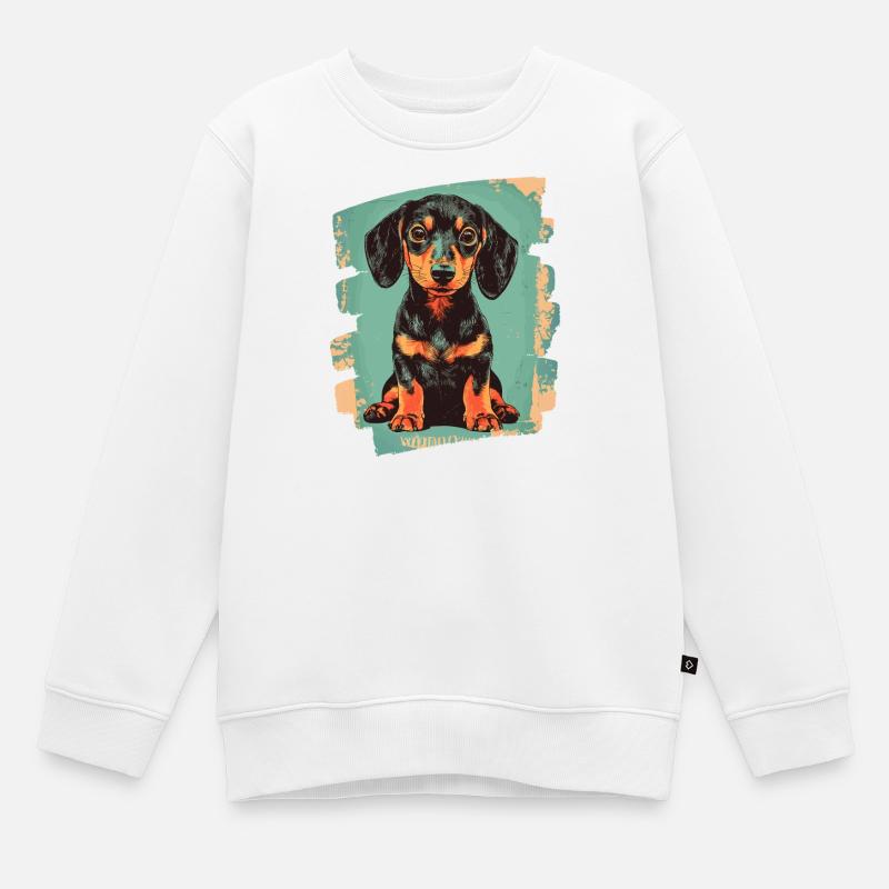 Teckel Dackel - Sweat Premium enfant bio - blanc