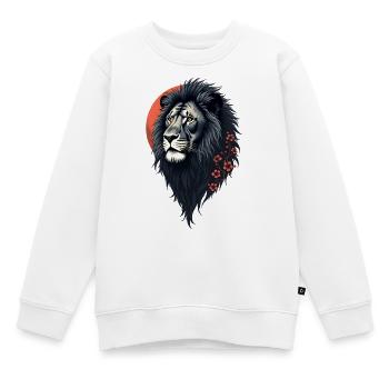 Force et délicatesse réunies, un lion noir - Sweat Premium enfant bio - blanc - Devant - AI Model Kid Male (0cm)
