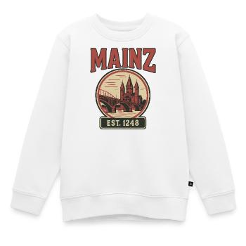 Mainz Skyline-Vintage Stadt Design - Kinder Premium Organic Sweatshirt - Weiß - Vorne - AI Model Kid Male (0cm)