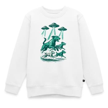 OVNIs extraterrestres Chiens OVNI rayonnants Cadeau vert rétro - Sweat Premium enfant bio - blanc - Devant - AI Model Kid Male (0cm)