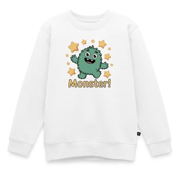 Monstre ludique avec des accents d’étoiles - Sweat Premium enfant bio - blanc - Devant - AI Model Kid Male (0cm)