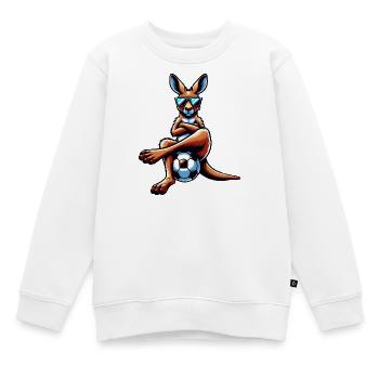 Cooles Känguru Mit Sonnenbrille Und Fußball - Kinder Premium Organic Sweatshirt - Weiß - Vorne - AI Model Kid Male (0cm)