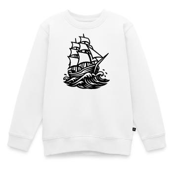 Segelschiff - Kinder Premium Organic Sweatshirt - Weiß - Vorne - AI Model Kid Male (0cm)