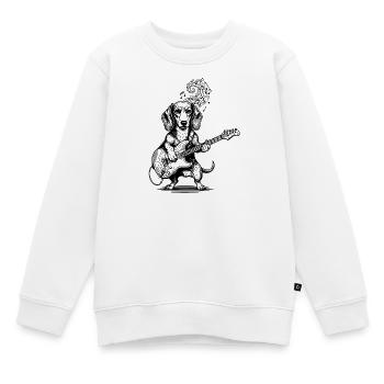 Musikalischer Dackel Gitarrenkunst - Kinder Premium Organic Sweatshirt - Weiß - Vorne - AI Model Kid Male (0cm)