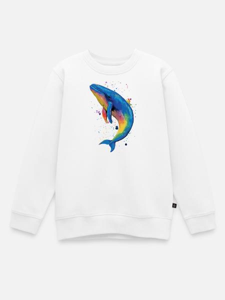 Blauwal Wal Blauwale Walgesang Taucher Ozean Wale - Kinder Premium Organic Sweatshirt - Weiß
