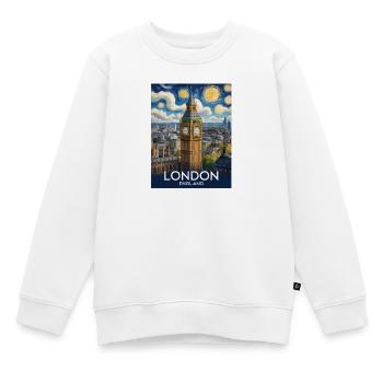 Londres - Sweat Premium enfant bio - blanc - Devant - AI Model Kid Male (0cm)