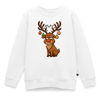 Rudolph Rentier mit Weihnachts schmuck - Kinder Premium Organic Sweatshirt - Weiß - Vorne - AI Model Kid Male (0cm)