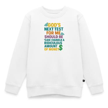 Test des dieux, gérer une somme d’argent ridicule - Sweat Premium enfant bio - blanc - Devant - AI Model Kid Male (0cm)