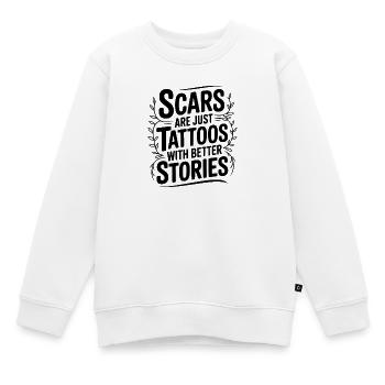 Narben sind nur Tattoos mit besseren Geschichten - Kinder Premium Organic Sweatshirt - Weiß - Vorne - AI Model Kid Male (0cm)