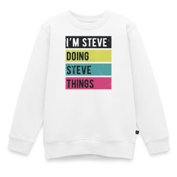 Ich bin Steve Doing Steve Things Retro Colors - Kinder Premium Organic Sweatshirt - Weiß - Vorne - AI Model Kid Male (0cm)
