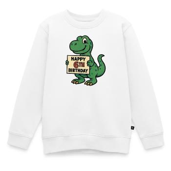 Dino Joyeux 6e anniversaire Fête d’anniversaire des enfants - Sweat Premium enfant bio - blanc - Devant - AI Model Kid Male (0cm)