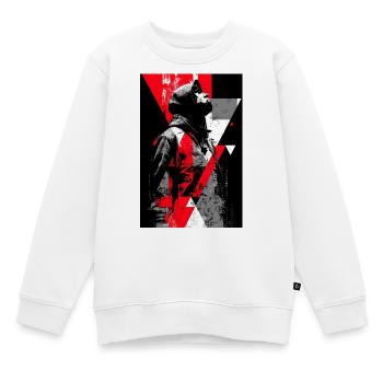 Geometrisches Streetart-Porträt mit Maskenfigur - Kinder Premium Organic Sweatshirt - Weiß - Vorne - AI Model Kid Male (0cm)