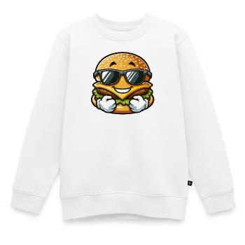 Cool Burger mit Sonnenbrille Thumbs Up Grunge - Kinder Premium Organic Sweatshirt - Weiß - Vorne - AI Model Kid Male (0cm)