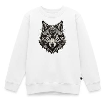 Wolfskopf-Tinte graviert - Kinder Premium Organic Sweatshirt - Weiß - Vorne - AI Model Kid Male (0cm)