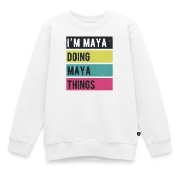 Je suis Maya qui fait des couleurs rétro de Maya Things - Sweat Premium enfant bio - blanc - Devant - AI Model Kid Male (0cm)