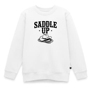 Sattel auf. - Kinder Premium Organic Sweatshirt - Weiß - Vorne - AI Model Kid Male (0cm)