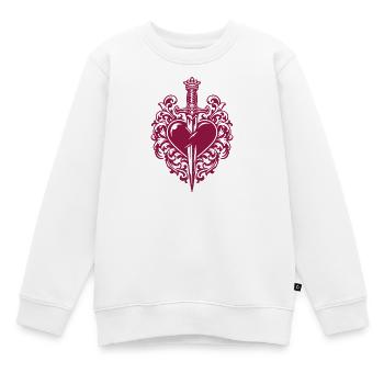 I love You - Valentine' Day | Dolch Herz Ornament - Kinder Premium Organic Sweatshirt - Weiß - Vorne - AI Model Kid Male (0cm)