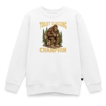 Champion du bouchon des toilettes Bigfoot Humour dans la salle de bain - Sweat Premium enfant bio - blanc - Devant - AI Model Kid Male (0cm)