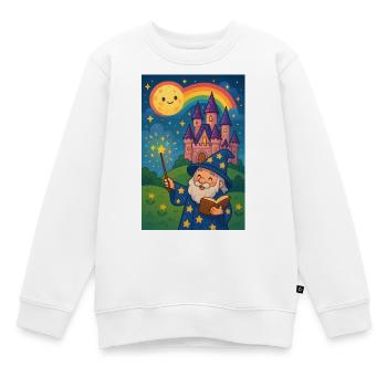 Arcane Sorcerer and Starry Castle - Kids Premium Organic Sweatshirt - white - Front - AI Model Kid Male (0cm)