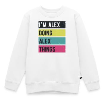I’m Alex Doing Alex Things Retro Colors - Kids Premium Organic Sweatshirt - white - Front - AI Model Kid Male (0cm)